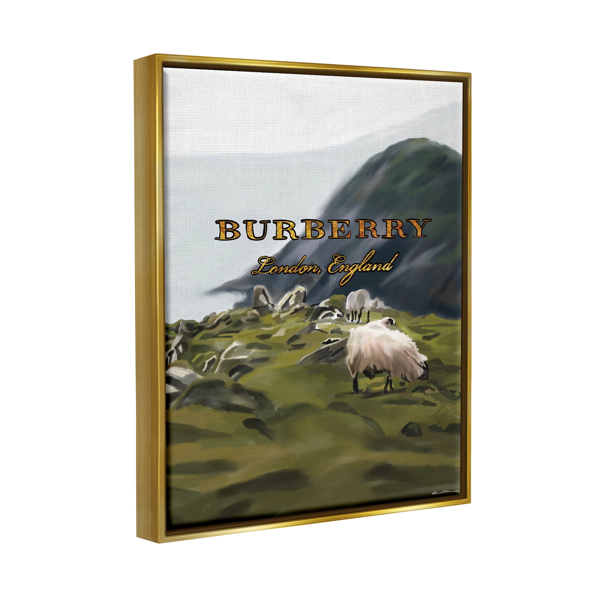 Stupell Industries Glam Brand Landscape Nature Painting Gold Floater Framed Art Print Wall Art, 25 x 31