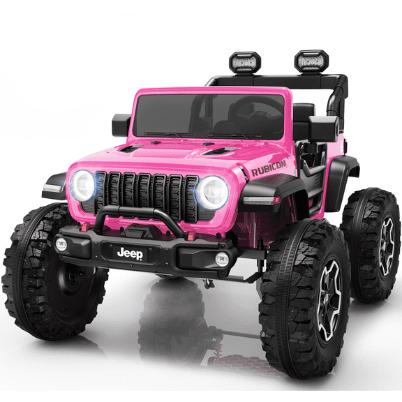 24V Jeep Wrangler Rubicon Ride On Car 2 Seaters for Big Kids, Powered Ride On w/4 Wheels Spring Suspension, Parent Remote Control, LED Lights, Bluetooth, MP3, Ride On Toy for Ages 3-8