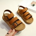 thumbnail image 5 of Boys Adjustable Sandals in Brown, Water-Resistant Two-Strap Kids' Sport Sandals for Play & Everyday, Chunky Sole, Easy-Clean,Size 34, 5 of 9
