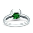 thumbnail image 3 of Bezel Set 7mmX7mm Cushion Women Engagement Ring Simulated Green Emerald 925 Sterling Silver, 3 of 5