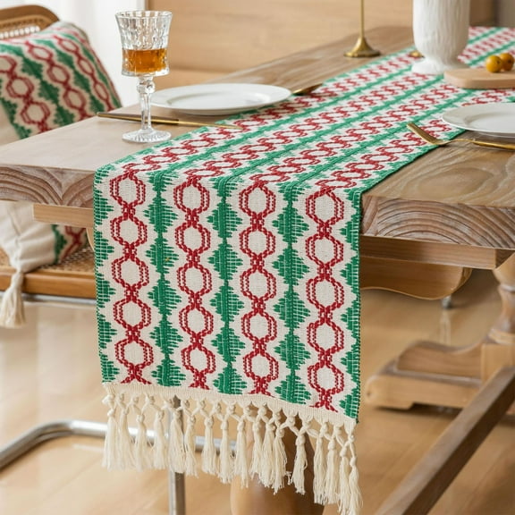 YIMWNYI Christmas Towel Embroidery Table Flag Cloth, Decorative Dining Table Cover, Festive Tablecloth for Holiday Celebrations, High-Quality Polyester, Easy to Clean
