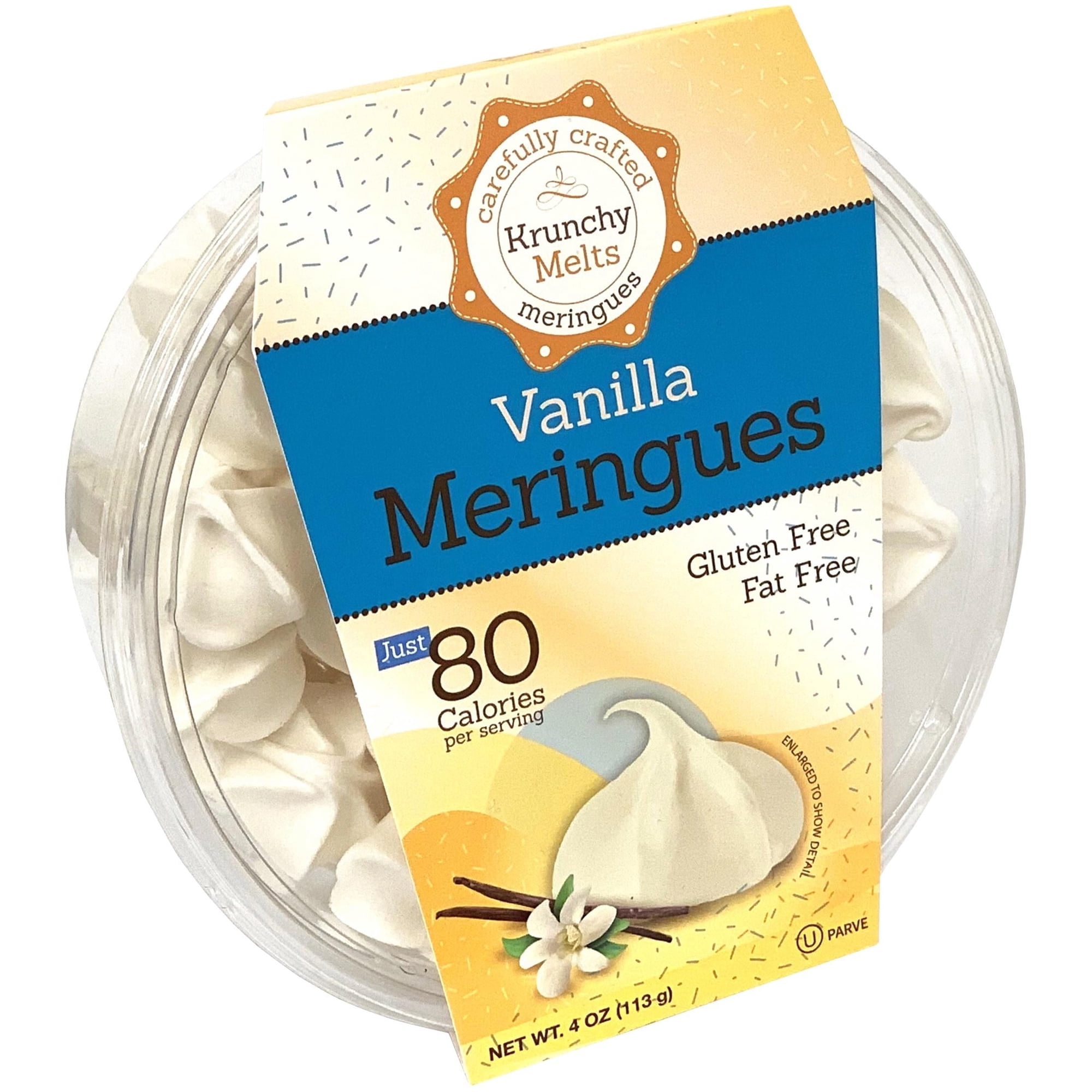 Krunchy Melts Original Meringue Cookies | Vanilla Flavor | Only 80 Calories Per Serving | Fat Free Gluten-Free Dairy Free (4 Oz)