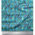 thumbnail image 1 of Soimoi Blue Georgette Viscose Fabric Artistic Leaves Print Fabric by the Yard 42 Inch Wide, 1 of 3