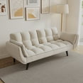 thumbnail image 2 of Sofa Bed, Convertible Sofa, Small Apartment Furniture&nbsp;2 Seater Sleeper with 3 Position Adjustable Backrest, Transforms into Bed, Polyester Upholstery, Beige, 74 Inch, 2 of 9