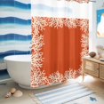 thumbnail image 5 of No Hook Shower Curtain, Coastal Coral Shower Curtains for Bathroom with See Through Top Window, Orange White Ocean Marine Nautical Beach Waterproof & Washable Bath Curtain Stall 48"x72", 5 of 9