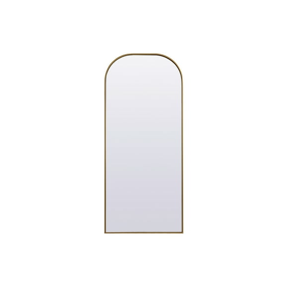 Elegant Decor Metal Frame Arch Full Length Mirror 28X66 Inch In Brass