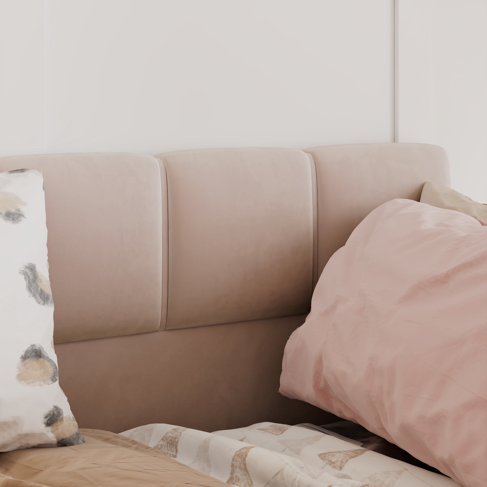 Twin Size Velvet Daybed with Storage Pockets and Walk-In Entrance, Upholstered Sofa Bed with High Side Panels for Guest Room and Small Spaces, Pink