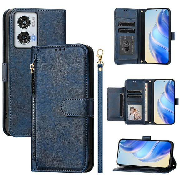 For Motorola Moto G Stylus 5G 2025 Zipper Wallet Case,Senior PU Leather Card Slots Magnetic Clasp Shockproof Protective Cover Case