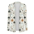 thumbnail image 4 of Wensltd Women's Halloween Cardigan Pumpkin Cat Print Long Sleeve Open Front Outwear Coat Tops, 4 of 6