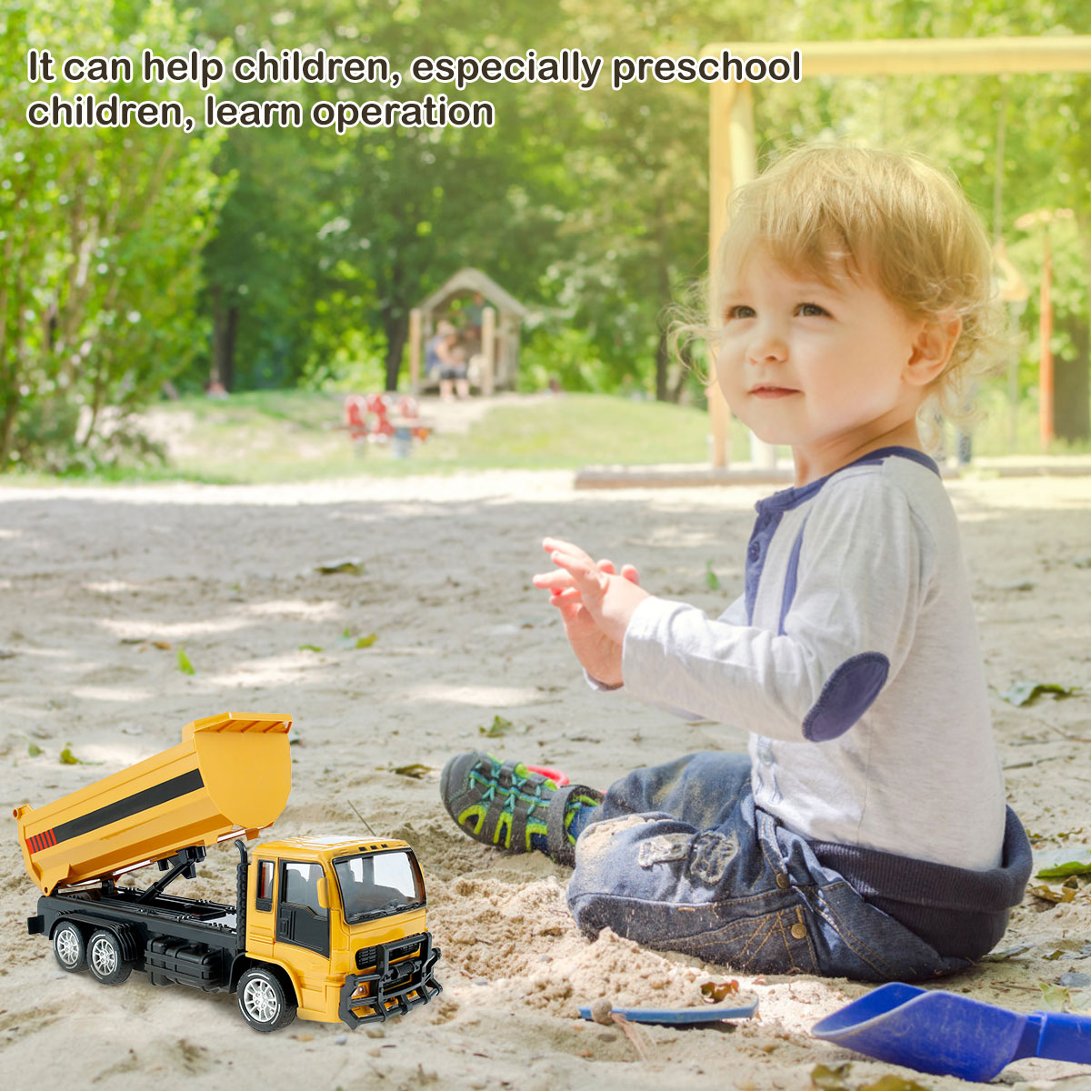 Remote Control Excavator Truck RC Construction Toys RC Dump Truck Digger Construction Vehicle Toy with LED Lights USB Electric RC Remote Control Construction Tractor Gifts for Kids - image 5 of 7