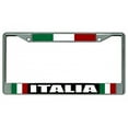 thumbnail image 1 of Italia avec Drapeau Cadre de Plaque d'Immatriculation Chromé, 1 of 1