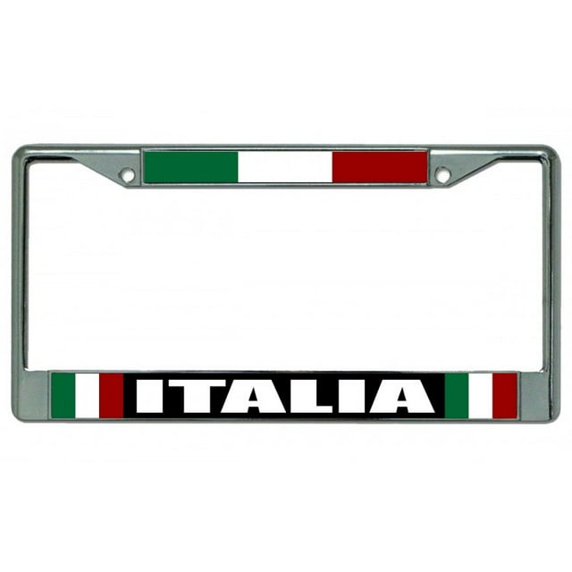 Italia avec Drapeau Cadre de Plaque d'Immatriculation Chromé