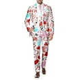 thumbnail image 6 of Men's Heart Print Slim Fit 2-Piece Suit with Blazer and Pants, Valentines Day Love Outfit for Party Wedding Holiday Events, 6 of 6