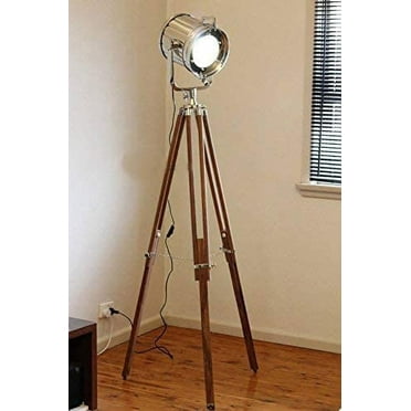 DESIGNER CHROME VINTAGE INDUSTRIAL TRIPOD FLOOR LAMP SPOT LIGHT FLOOR LAMP