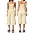 thumbnail image 4 of Workout Sets for Women 2 Piece - Seamless Yoga Outfits Shorts and Padded Sports Bra Gym Athletic Clothing Set,Padded(Light Yellow,L), 4 of 7