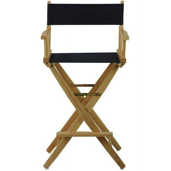 206-30-032-10 30 in. Extra-Wide Premium Directors Chair, Natural Frame with Navy Color Cover
