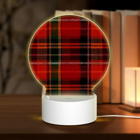 

PRIYAL Double-sided Green Red Plaids Print Acrylic Night Light Color-changing Touch Lamp Night Lamp with Plastic Stand For Home Decor for Bedroom Bathroom Hallway