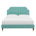 thumbnail image 6 of Modway Sienna Performance Velvet Queen Platform Bed in Mint, 6 of 10