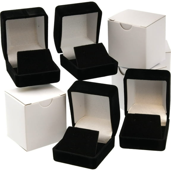 4 Black Flocked Earring Gift Boxes Jewelry Box