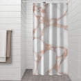 thumbnail image 2 of White Rose Gold Marble Shower Curtain 36"x72" ,Bathroom Decorative Shower Curtains Set with 12 Hooks,Modern Waterproof Washable Shower Curtain, 2 of 6