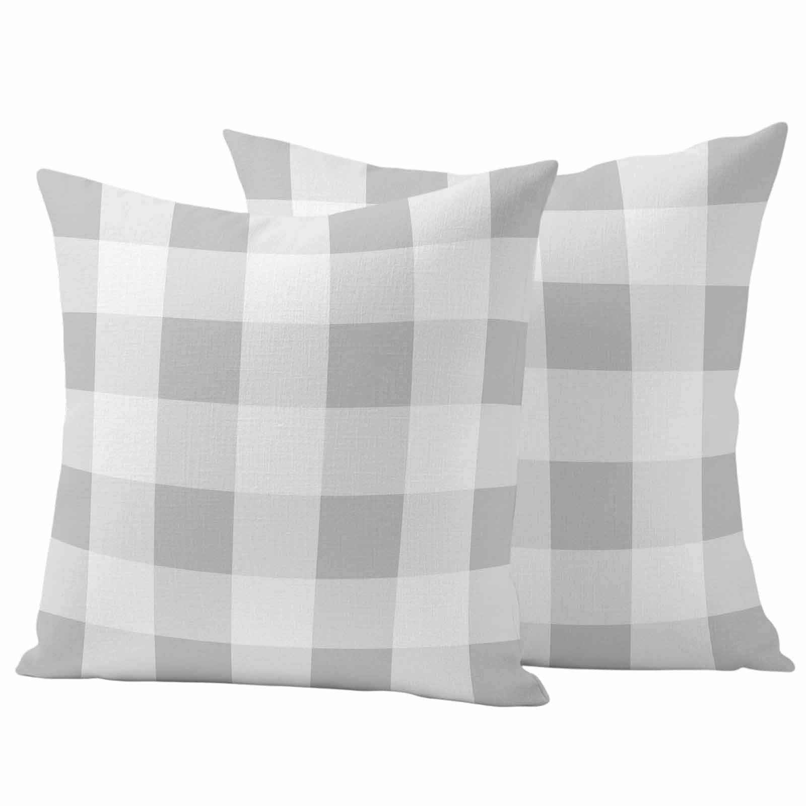Pack of 2 Outdoor Pillow Covers,Waterproof Grey Plaid Throw Pillow Covers,Spring Summer Farmhouse Buffalo Checkered Decorative Pillowcases Cushion Covers for Couch Pillow Sham Protector 20x20 Inch