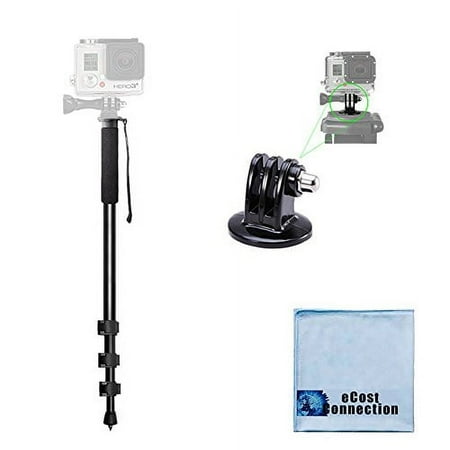 72 Pro Camera Monopod with Quick Release Goes For All GoPro Hero Cameras + Tripod Mount + eCostConnection Microfiber Cloth