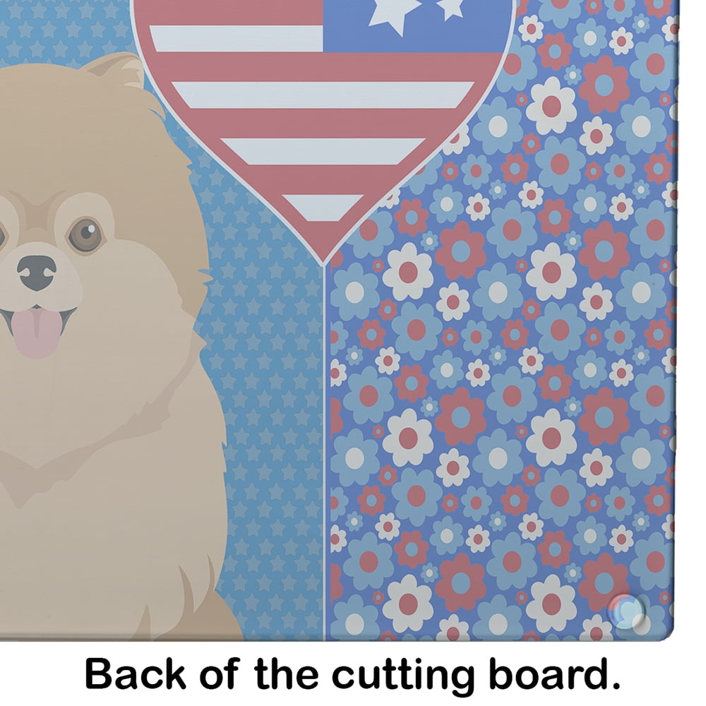 Orange Pomeranian Glass Cutting Board Large 12 in x 15 in