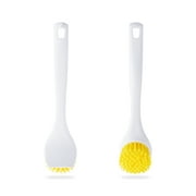 Yocada Pan Pot Dish Sink Brush Kitchen Scrub Cleaning Brush with Scraper 2 Pack Bristle for Sink Pots Pans Dish Scrubbing Bathroom Kitchen Cleaning with Comfortable Non-Slip Handle