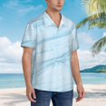 thumbnail image 5 of Daiia Light Blue Marble Hawaiian Shirt for Men Gentle Cotton Regular Short Sleeve Casual-XX-Large, 5 of 9