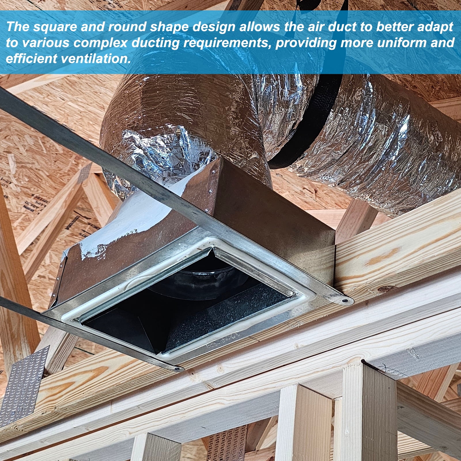 Uxcell HVAC 90 Degree Ceiling Register Box, 6" x 6" x 4" Galvanized Steel Ductwork Box Vent Connector for Air Conditioner Fan Outlet Diffuser HVAC, Fits 4" Round Duct, Silver Tone
