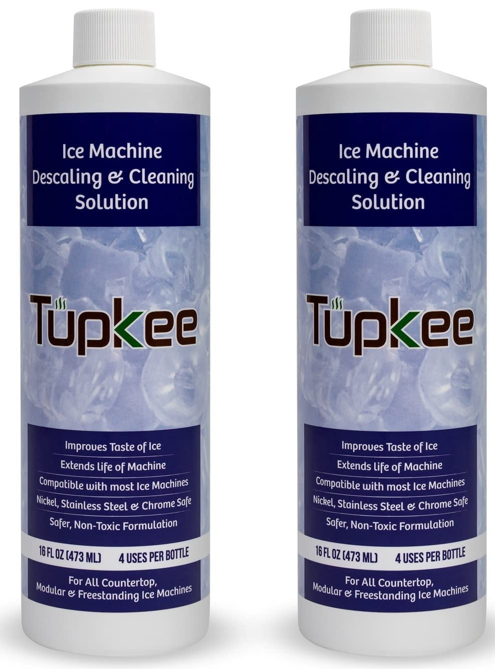 Tupkee Ice Machine Cleaner Solution 16 fl oz Ice Maker Cleaner Descaler, Nickel Safe - Universal for Affresh, Whirlpool 4396808, Manitowoc, Kitchenaid, Scotsman - Pack of 2