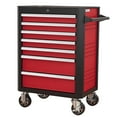 thumbnail image 5 of Jopath 28inch 7 Drawer Tool Cabinet, Heavy-Duty Carbon Steel Rolling Tool Chest with Ball Bearing Sliders, 360° Wheels & Lock System, Black+Red for Garage/Workshop, 5 of 12
