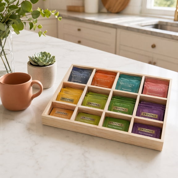 Wooden Sorting Tray Grid Display, Wood Storage Divider Organizer Showcase Display Box for Home Craft Office Storage (12 Grids)