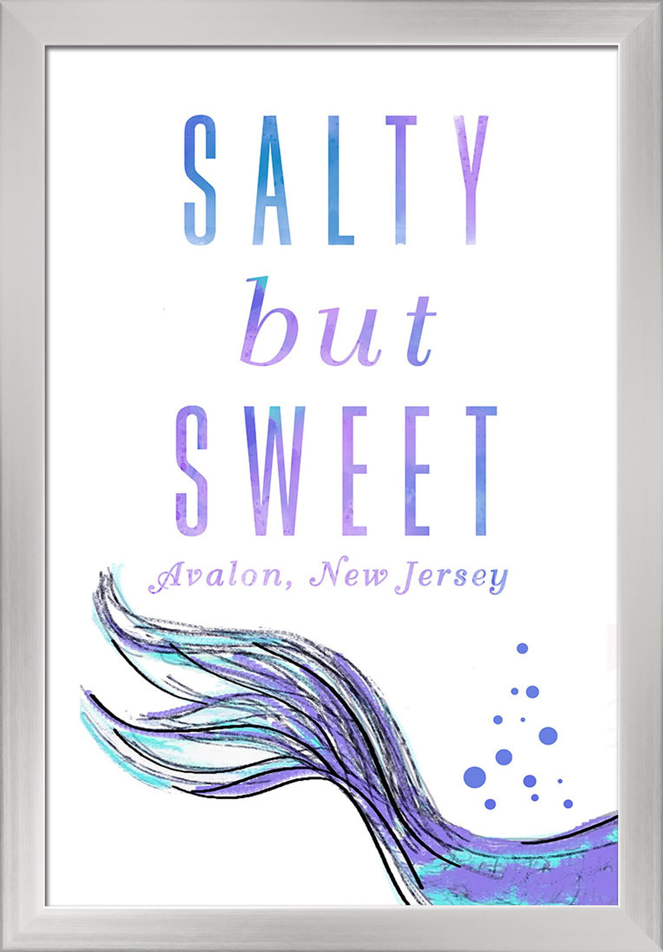 New Jersey Salty But Sweet 16x24 Giclee Art Print, Gallery Framed, Silver Wood Mermaid Tale Avalon 