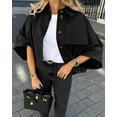 thumbnail image 3 of Womens Oversized Cropped Trench Coats Single Breasted 3/4 Sleeve Casual Button up Jackets, 3 of 8