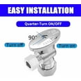 thumbnail image 3 of (10 Pack) Angle Stop Valve 1/2" Nominal Compression x 3/8" OD, 1/4-Turn Shut off Valve,Chrome Plated Brass,for Bathroom Toilet Kitchen Shower Plumbing., 3 of 7