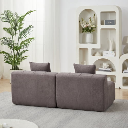 Chenille Symmetrical Modular Sectional Sofa with 2 Pillows, Curved Piano Key Seat Design, No Assembly Cloud Couch for Living Room, Bedroom, Office & Lobby