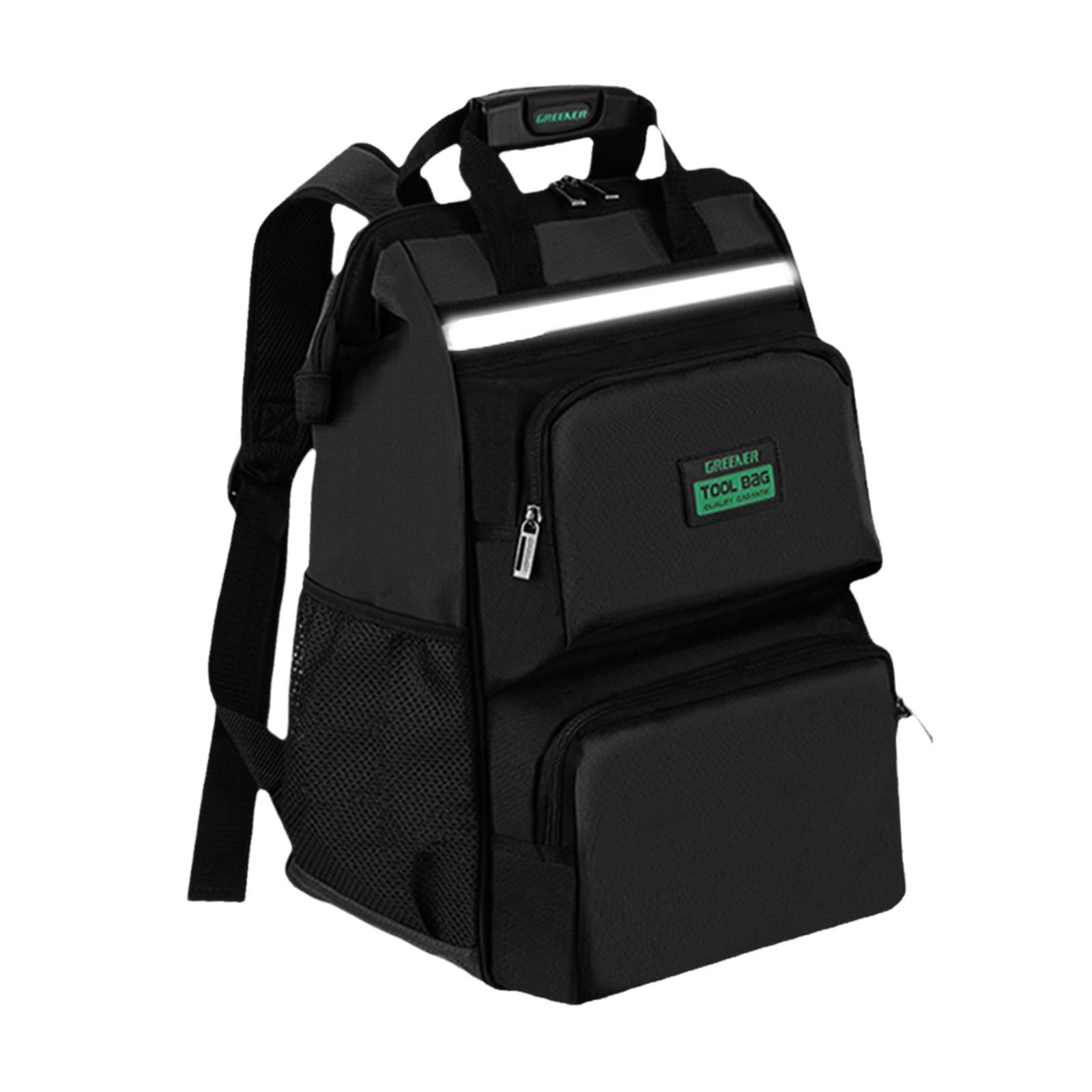 Miulika Tool Bag Heavy Duty for Men Waterproof Work Black Tool Backpack
