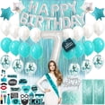 thumbnail image 1 of 7th Birthday Decorations Birthday Party Supplies Seventh Birthday Banner Teal Green Confetti Balloons for Her Photo 7th Bday Cake Topper, 1 of 5