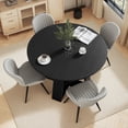 thumbnail image 3 of Hawsaiy Extendable Round to Oval Dining Table Set for 4–6, Space-Saving Wooden Table with Hidden Storage, Expandable Dining Table with Upholstered Chairs(Black Table+4 Light Gray Chairs), 3 of 10