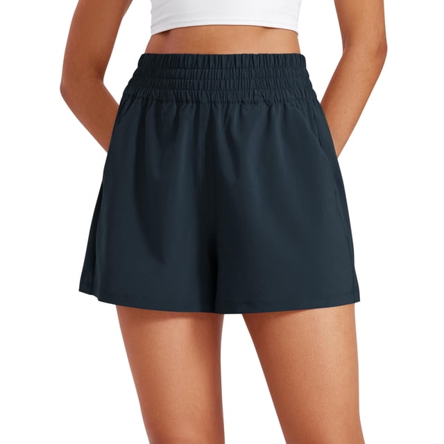 Shorts CRZ YOGA tiro alto holgados con entrepierna de 7.5 cm azul marino XL