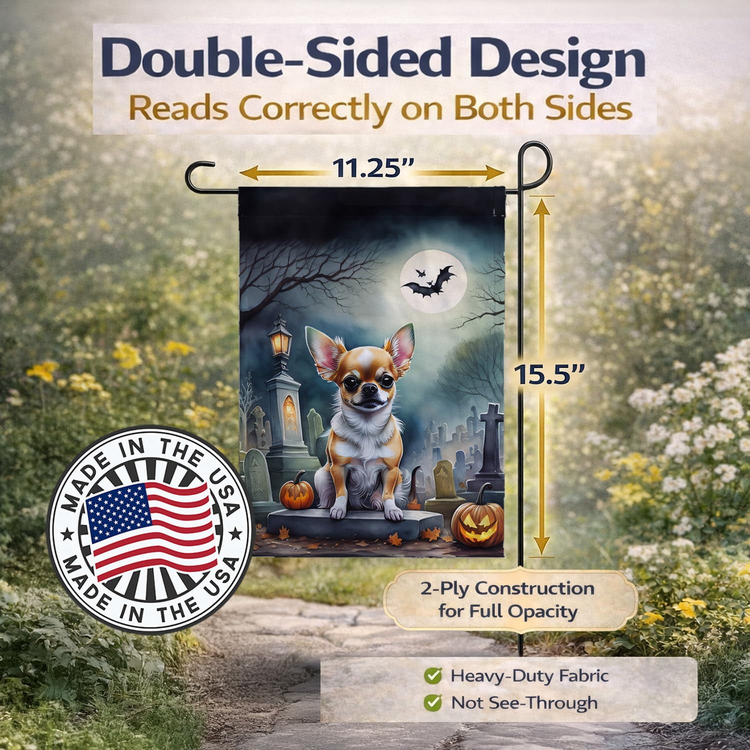 Chihuahua Spooky Halloween Garden Flag 11.25 in x 15.5 in