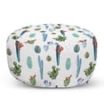 thumbnail image 1 of Cactus Pouf Cover with Zipper, Watercolor Cactus Plant Image Desert Hot Mexican South Nature Floral Image Print, Soft Decorative Fabric Unstuffed Case, 30" W X 17.3" L, Blue and Green, by Ambesonne, 1 of 5