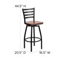 thumbnail image 2 of HERCULES Series Black Ladder Back Swivel Metal Barstool - Cherry Wood Seat, 2 of 9
