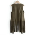 thumbnail image 6 of XuJwPNcy Vest for Women Autumn Suede Ethnic Cardigan Sleeveless Tassels Fringed 70S Hippie Clothes Vintage Vest Cardigans, 6 of 7