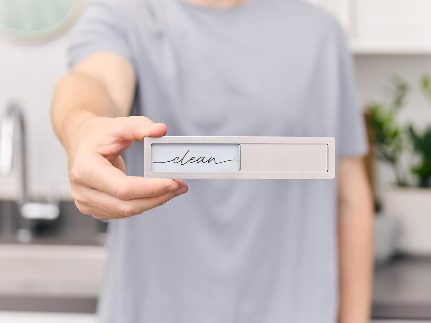 Stainless Steel Clean Dirty Magnet for Dishwasher, Black & White Script Dishwasher Magnet Clean Dirty Sign, Premium Clean/Dirty Dish Washer Magnets with Protective Backing, Rustic Kitchen Dish Sign