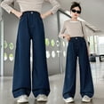 thumbnail image 6 of XQYLOS Girls Autumn Straight Leg Jeans 2025 New Small Middle Large Sizes Casual Korean Style Wide Leg Pants for Kids, 6 of 9