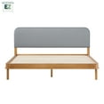 thumbnail image 5 of Walker Edison Mid-Century Wood King Bed with Curved Upholstered Headboard - English Oak/Grey, 5 of 14