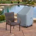 thumbnail image 6 of Stackable Chair Cover 18 Oz Waterproof - 100% UV & Weather Resistant PVC Coated Patio Furniture Cover with Air Pockets & Drawstring for Snug Fit (28W x 30D x 49H x 15 FH, Grey), 6 of 6
