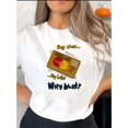 thumbnail image 1 of 1pc Women'S Casual Crew Neck T-Shirt with Geometric Credit Card Print, Cotton Knit Fabric, Medium Stretch, all-Season Comfort, Fashionable Short Sleeve Top, 1 of 6